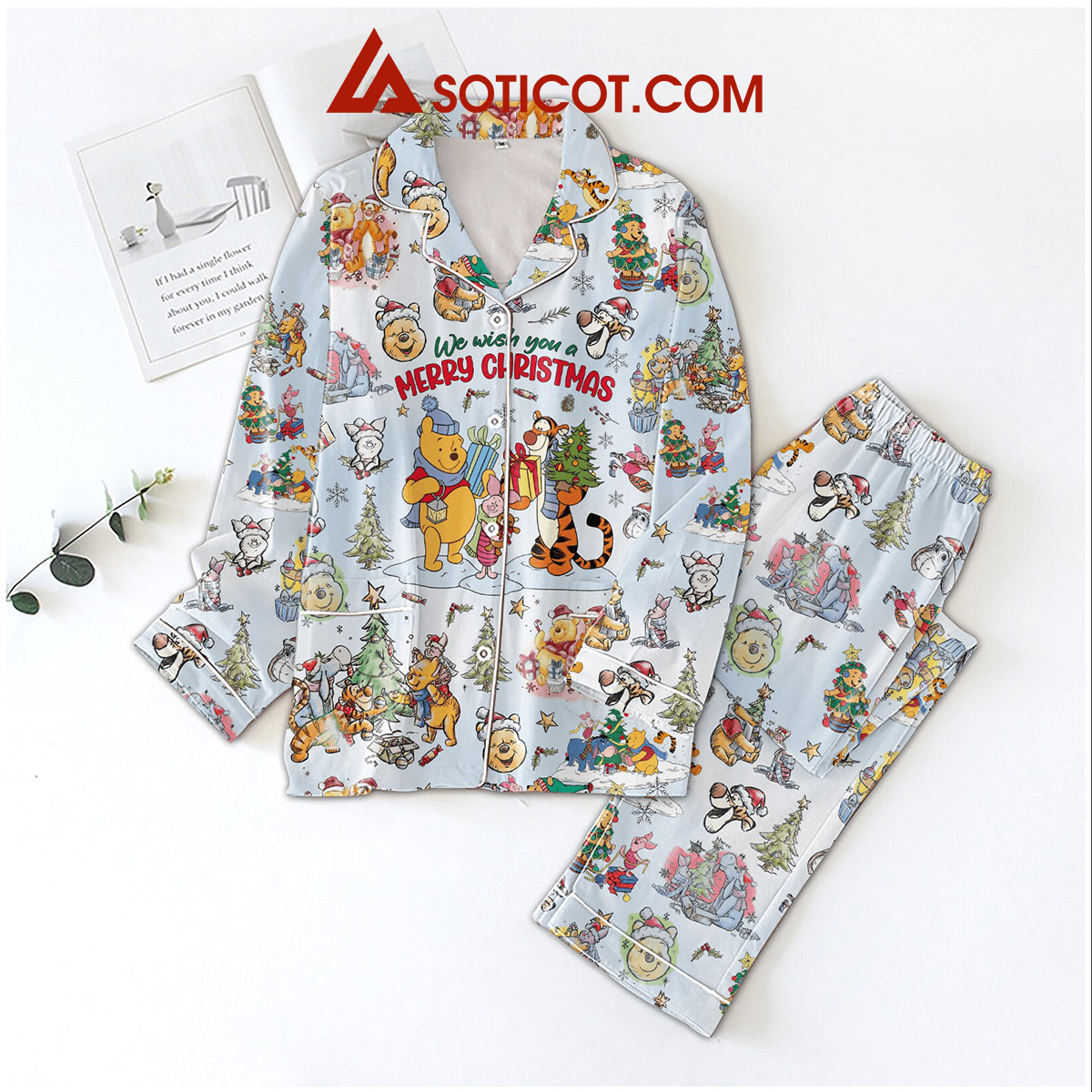 Winnie The Pooh We Wish You A Merry Christmas Pajamas Set2B1 Wsj5J