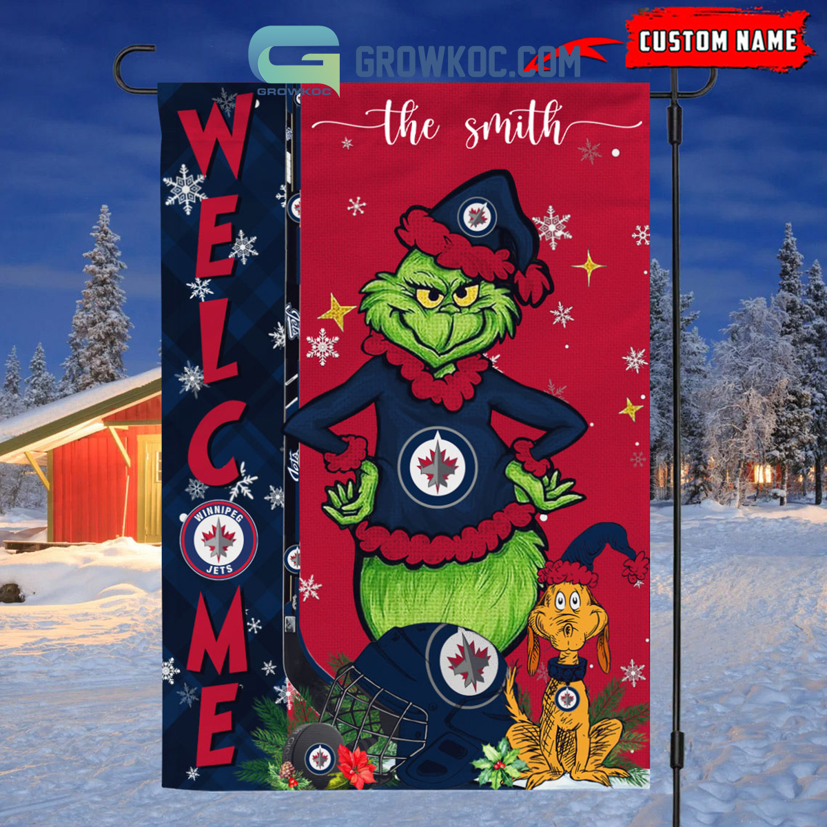 Winnipeg Jets Grinch Christmas Personalized House Garden Flag Canvas2B1 VuCcl