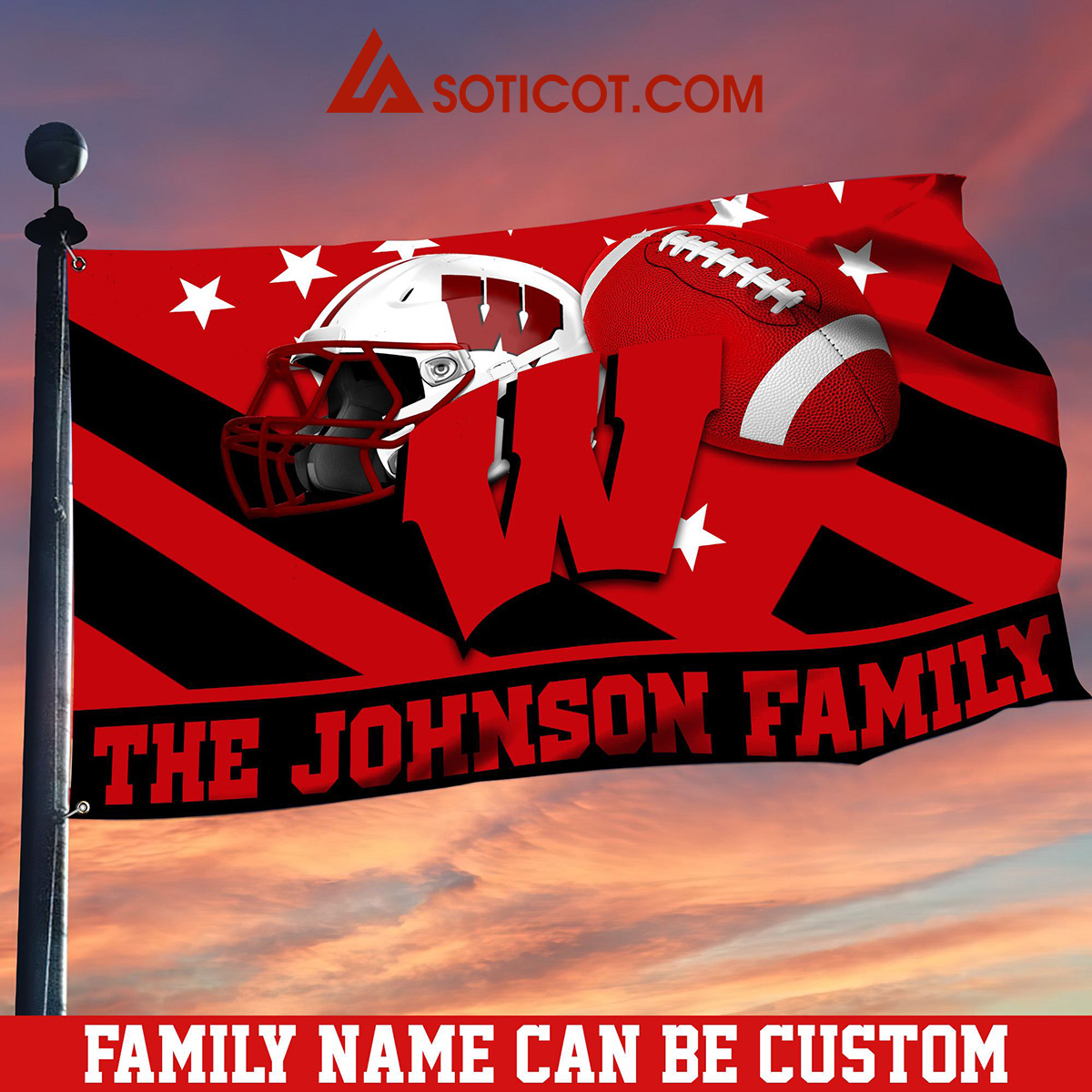 Wisconsin Badgers Family Name Personalized House Garden Flags2B1 o3iUY