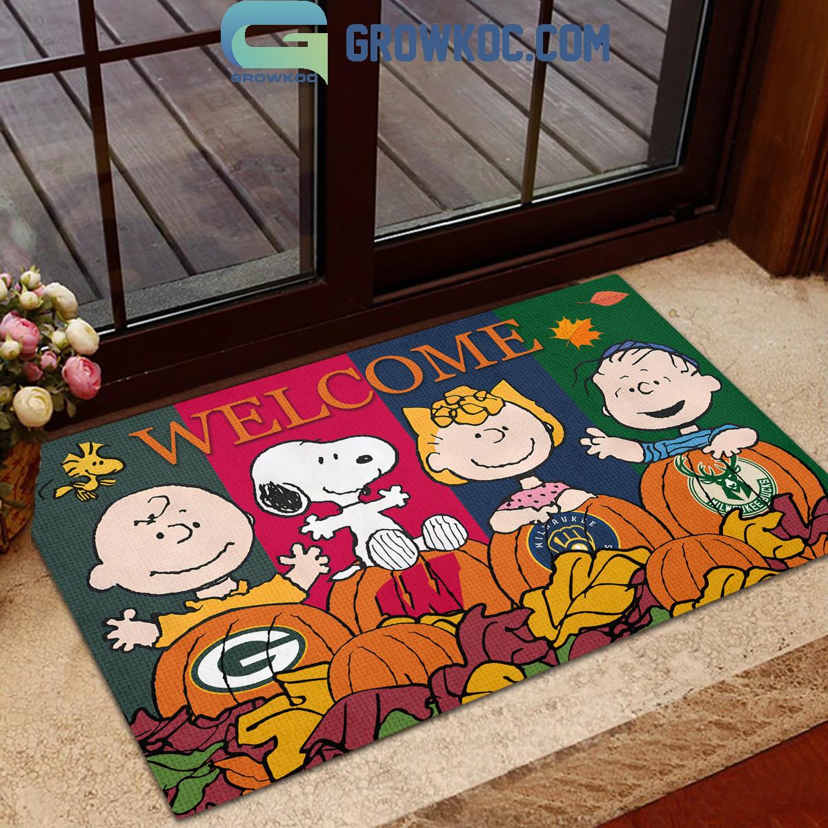 Wisconsin Badgers Green Bay Packers Milwaukee Brewers Bucks Halloween Doormat 1 9Xjnh