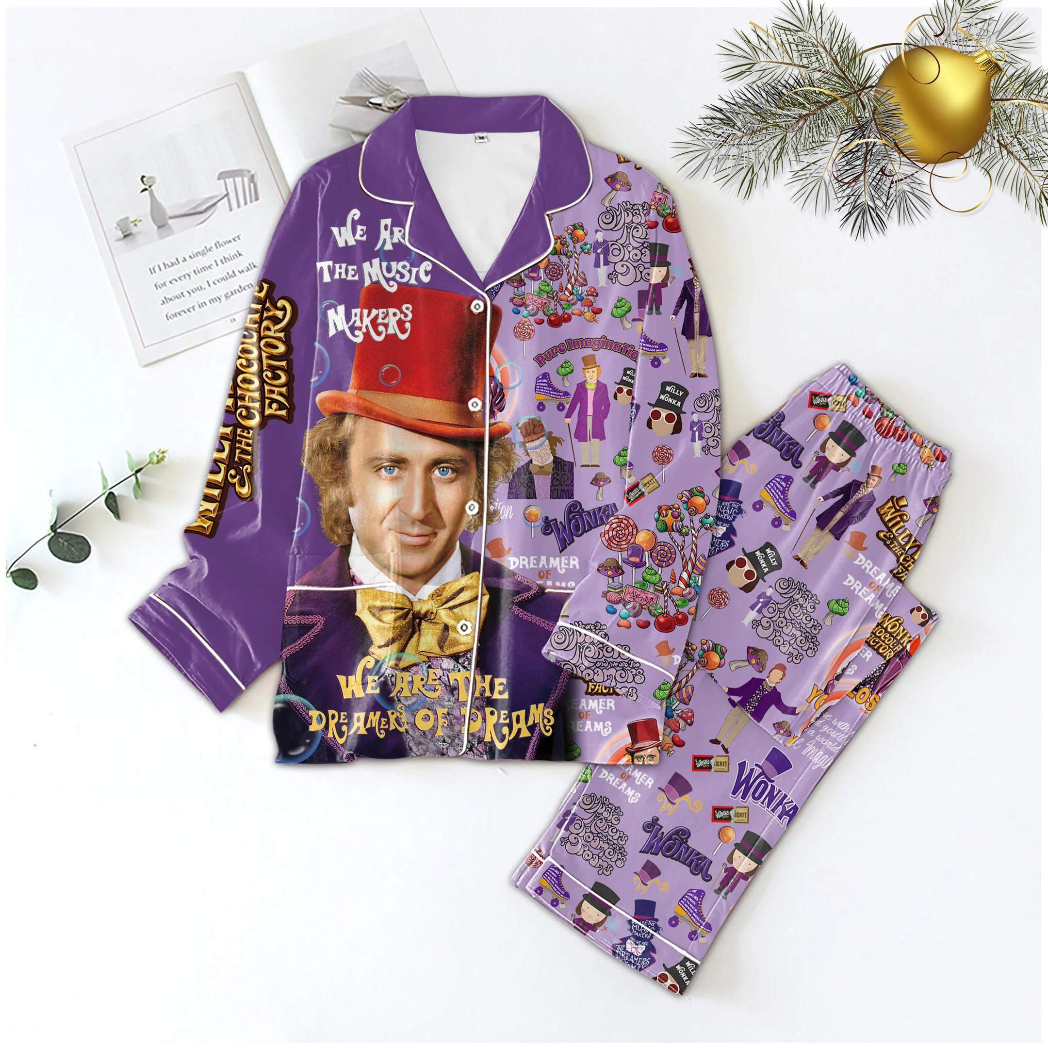 Wonka Purple Pajamas Set Charlie and the Chocolate Factory2B1 tyeCg