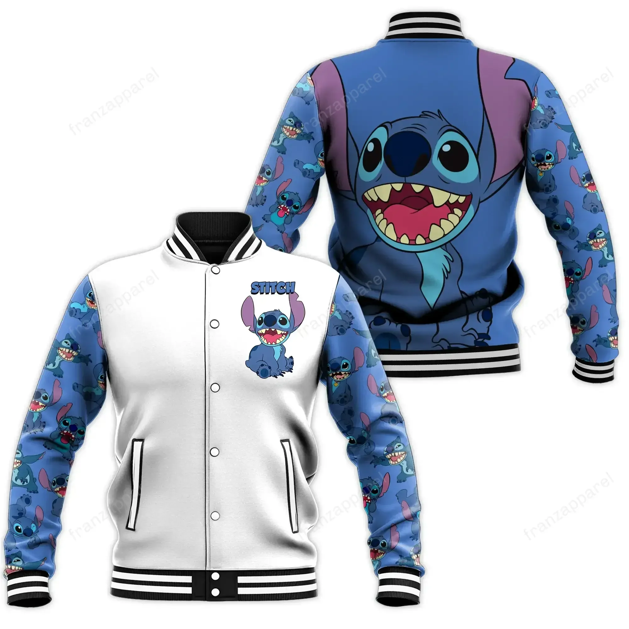 Y2k Disney Hoodie Lilo Stitch Baseball Jacket Men Women Sweatshirt Hip Hop Harajuku Jackets Streetwear Loose