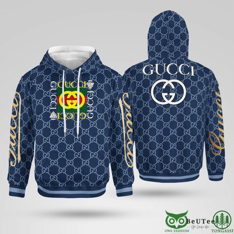 Y5g3VMCr 59 Limited Gucci Dark Blue Monogram 3D Hoodie