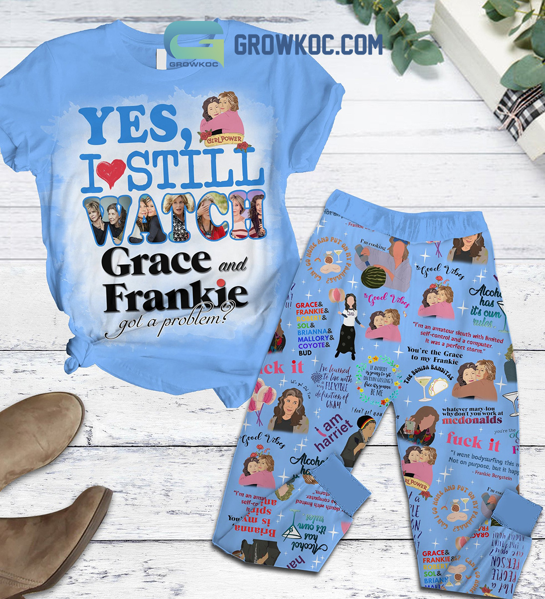 Yes I Still Watch Grace And Frankie Got A Problem I Am Harriet Christmas Fleece Pajamas Set2B1 zoDe7