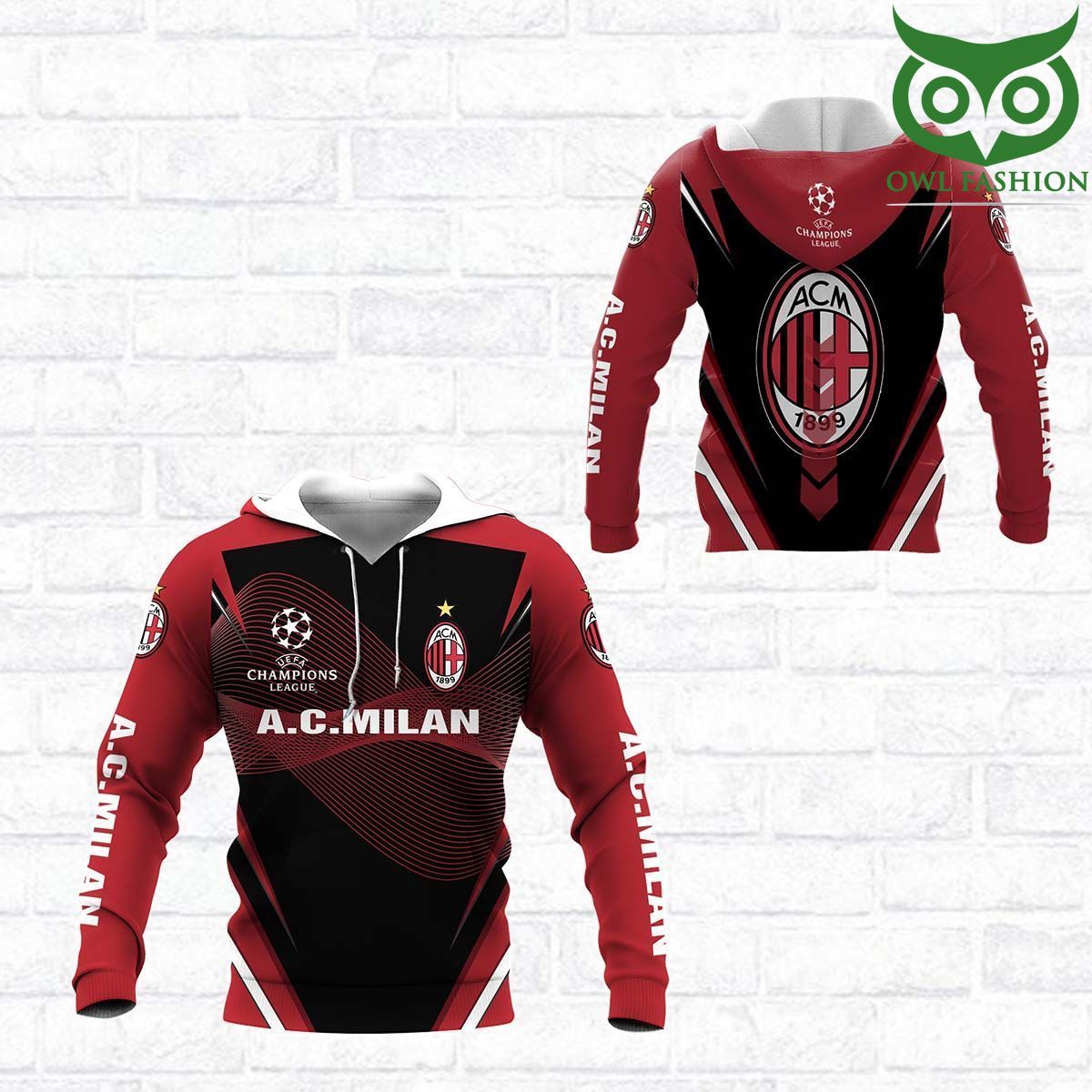 YytElJeZ 56 AC Milan red color design 3D All Over Printed Shirts