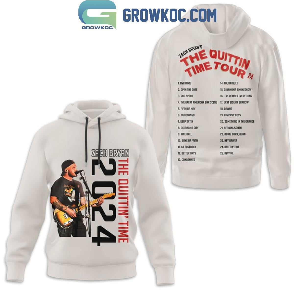 Zach Bryan The Quittin Time Tour 24 Schedule Hoodie T Shirt 1 5XQDc