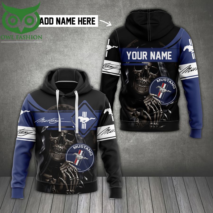 ZgaIvYJV 139 Custom Name Mustang Skull Zip Hoodie