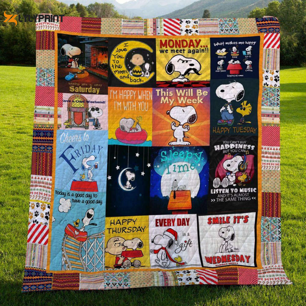 a week of snoopy the peanuts cartoon 1k95 gift lover quilt blanket