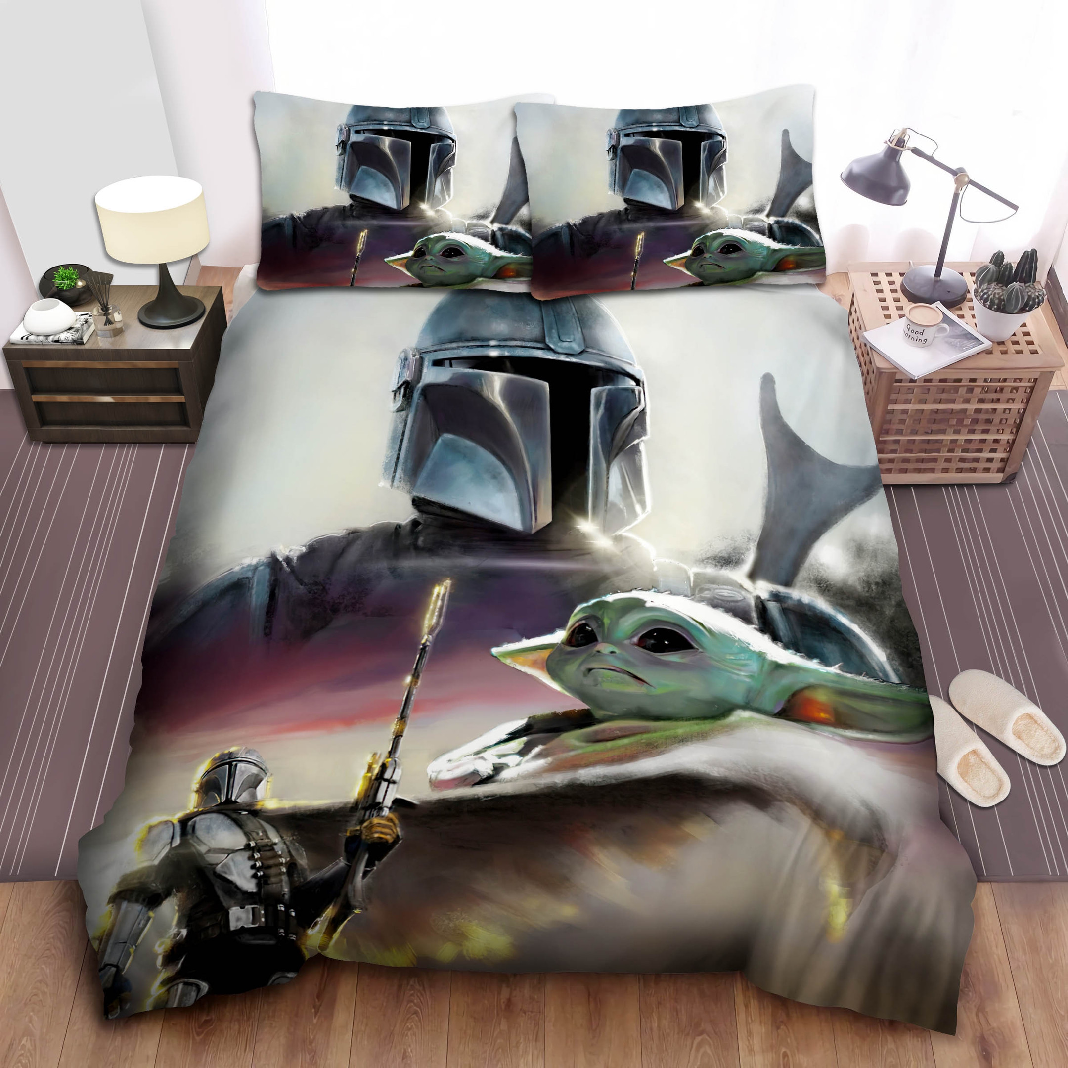 acrylic painting bedding sets the mandalorian grogu duvet cover bed sheets spread xiq6d