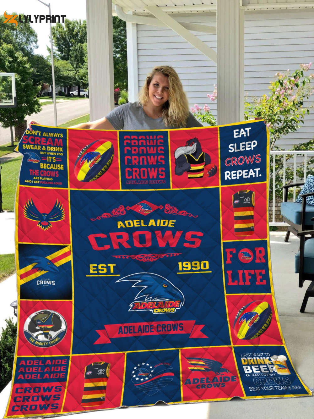 adelaide crows 2 quilt blanket for fans home decor gift 1