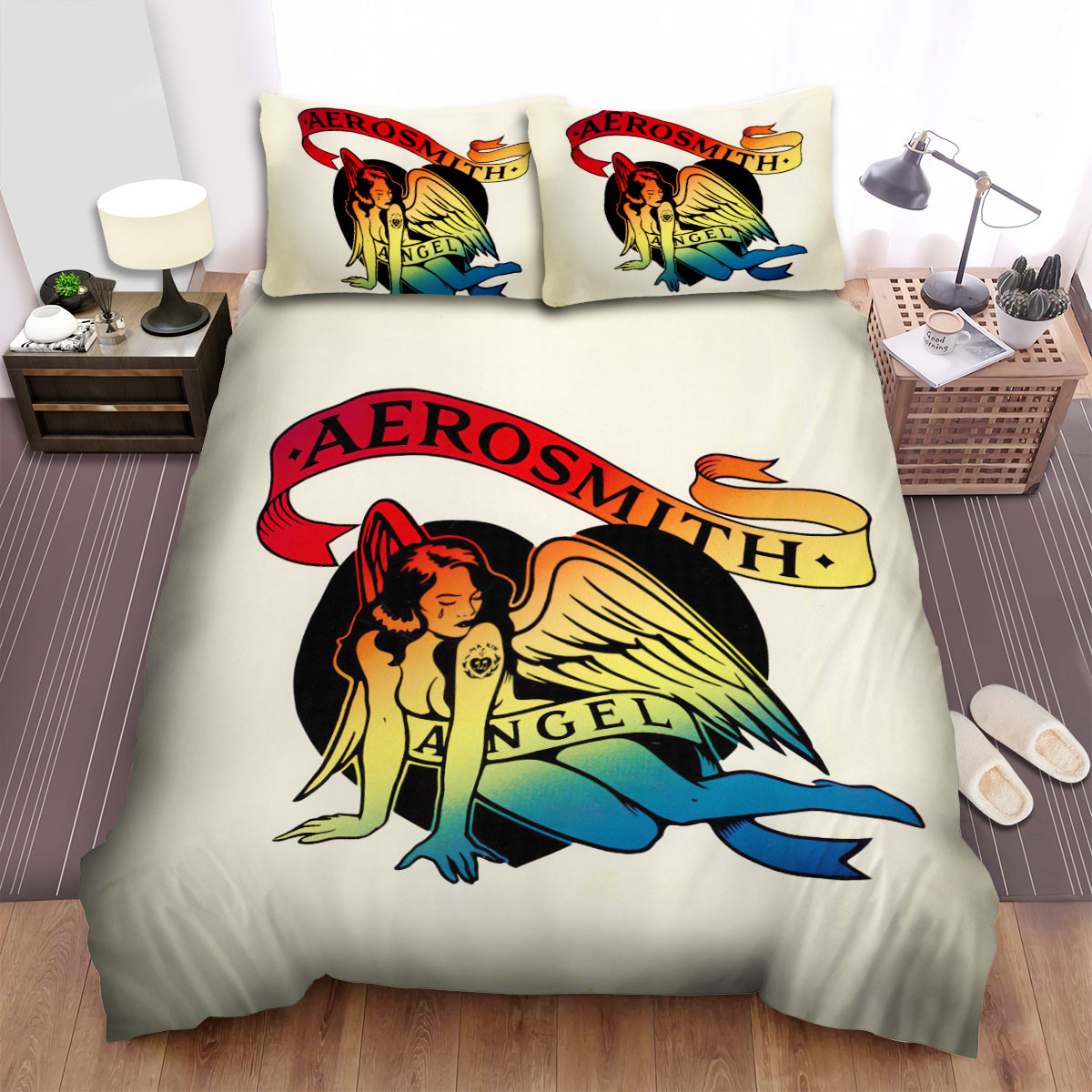 aerosmith angel with a black heart bed sheets spread comforter duvet cover bedding sets qmubj