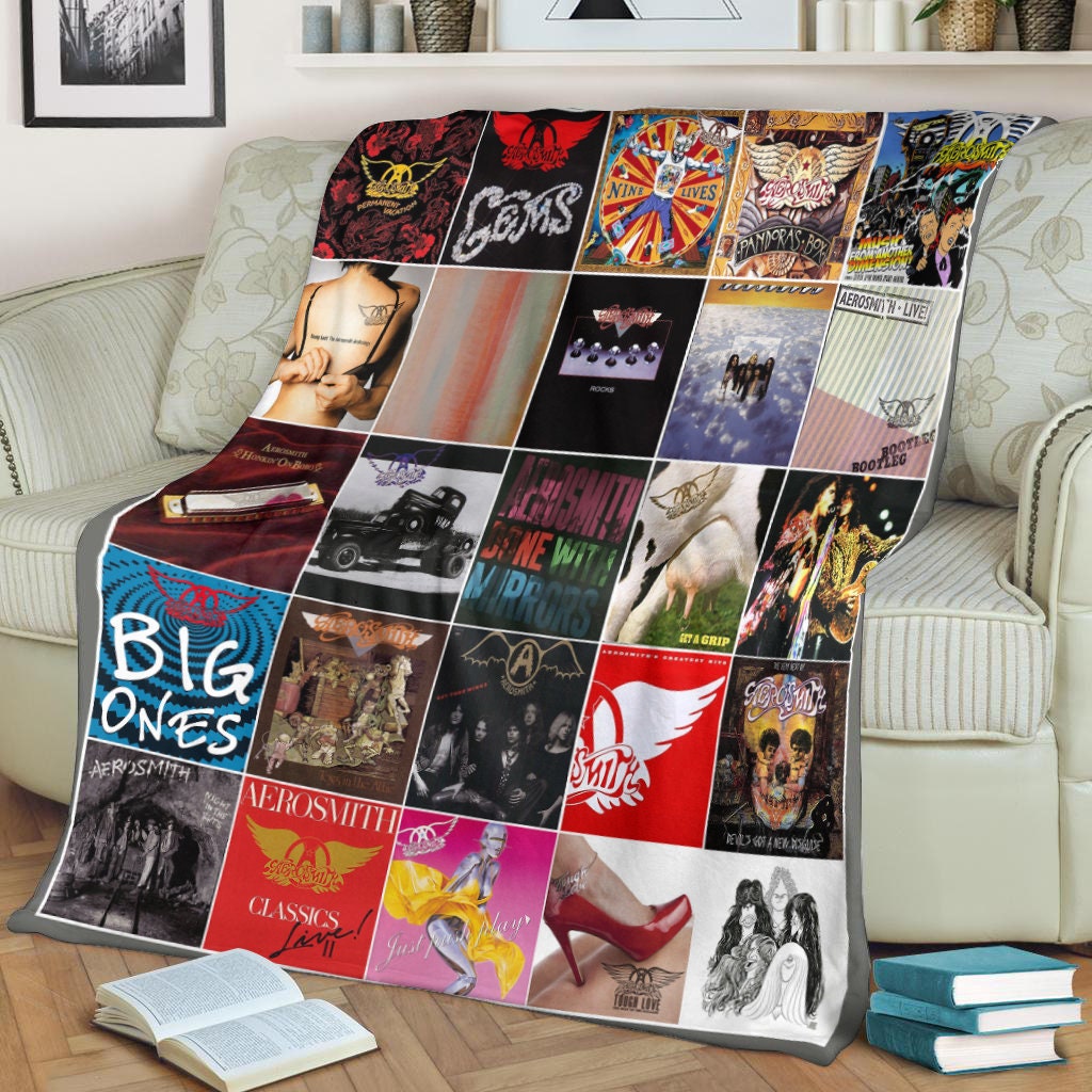 aerosmith band album covers fleece blanket utue2