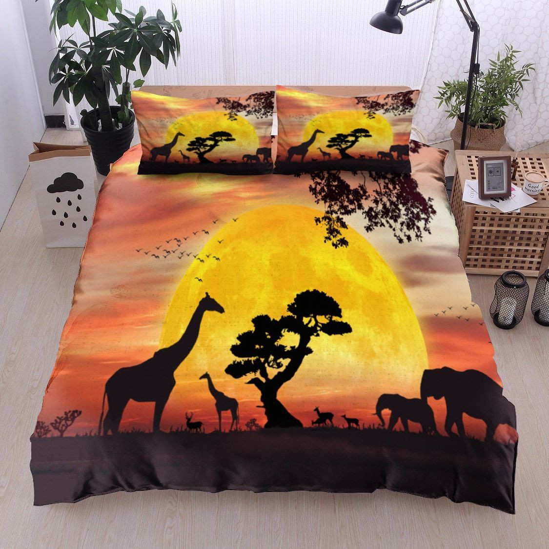 african animals sunset vibes duvet cover bedroom sets comfortable bedding sets vcbnp