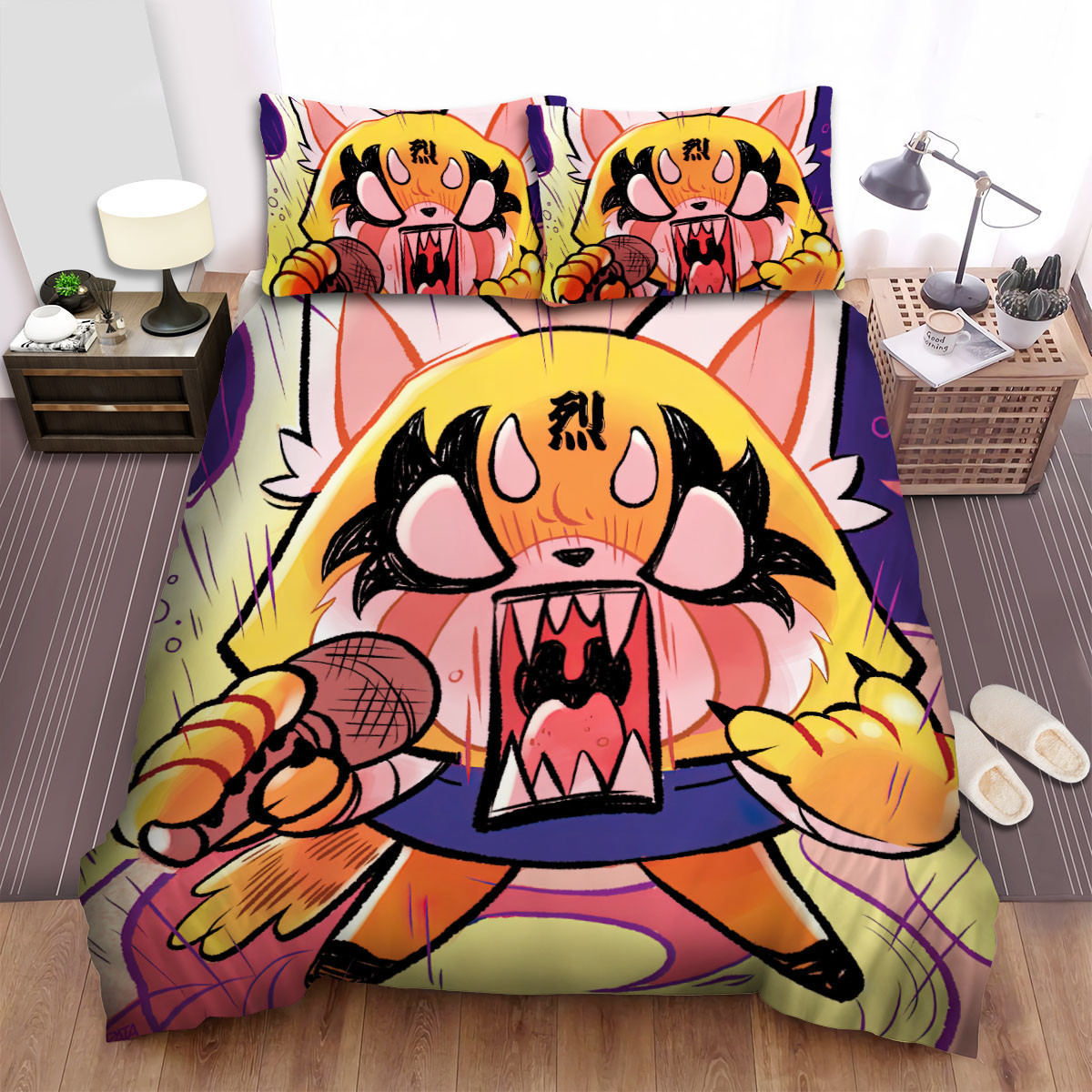 aggretsuko raging retsuko with a micro duvet cover bedroom sets comfortable bedding sets gbyom