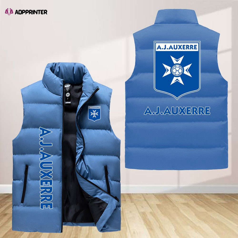 aj auxerre sleeveless puffer jacket custom for fans gifts