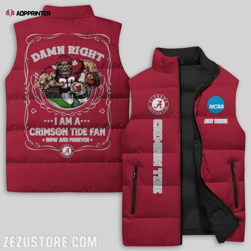 alabama crimson tide ncaa sleeveless puffer jacket custom for fans gifts 3