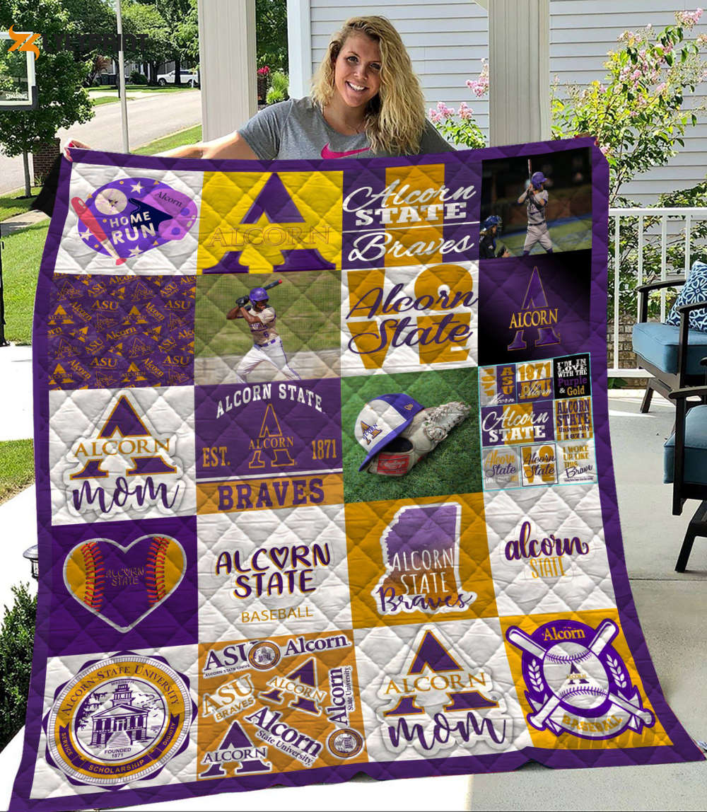 alcorn state braves quilt blanket for fans home decor gift 2t