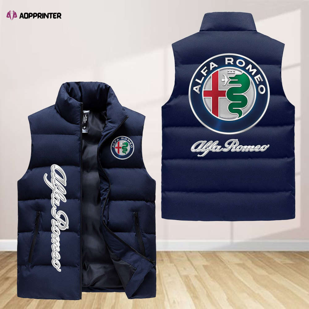 alfa romeo sleeveless puffer jacket custom for fans gifts