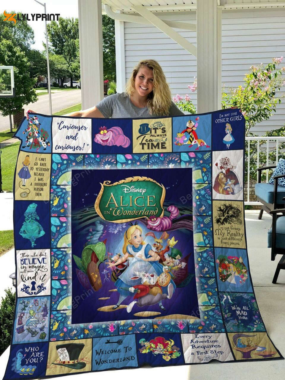 alice in wonderland 3 quilt blanket for fans home decor gift