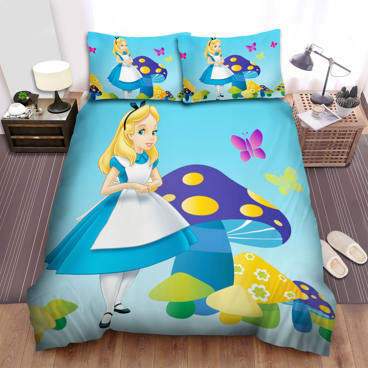 alice in wonderland with mushrooms and butterflies duvet cover bedroom sets comfortable bedding sets sqkeb