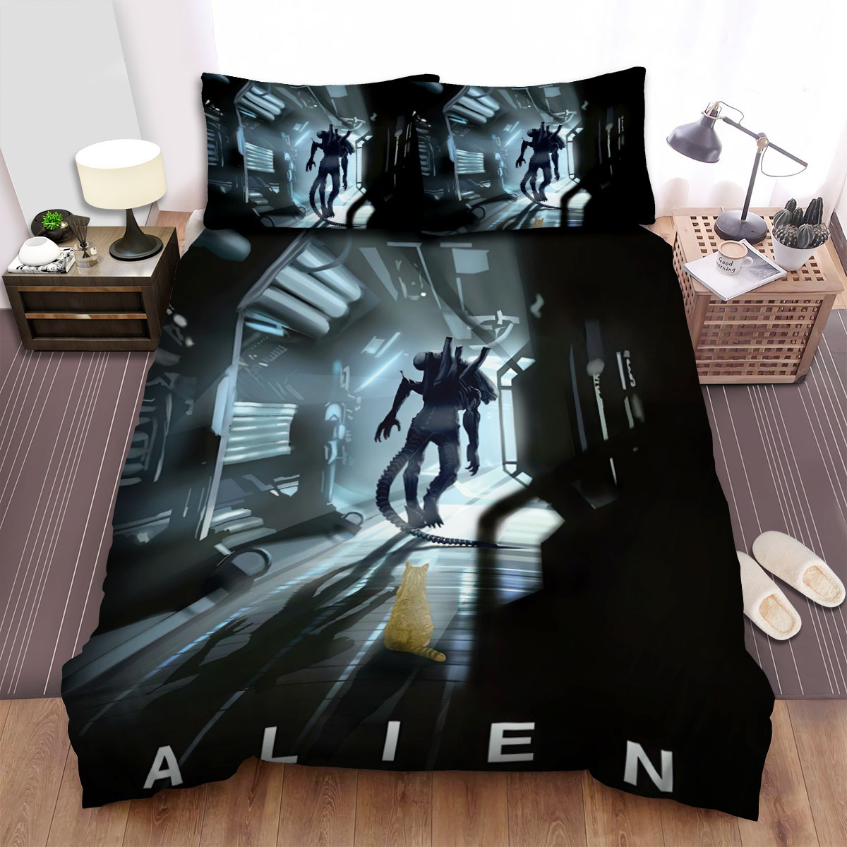 alien cat bed sheets spread comforter duvet cover bedding sets qmwpk