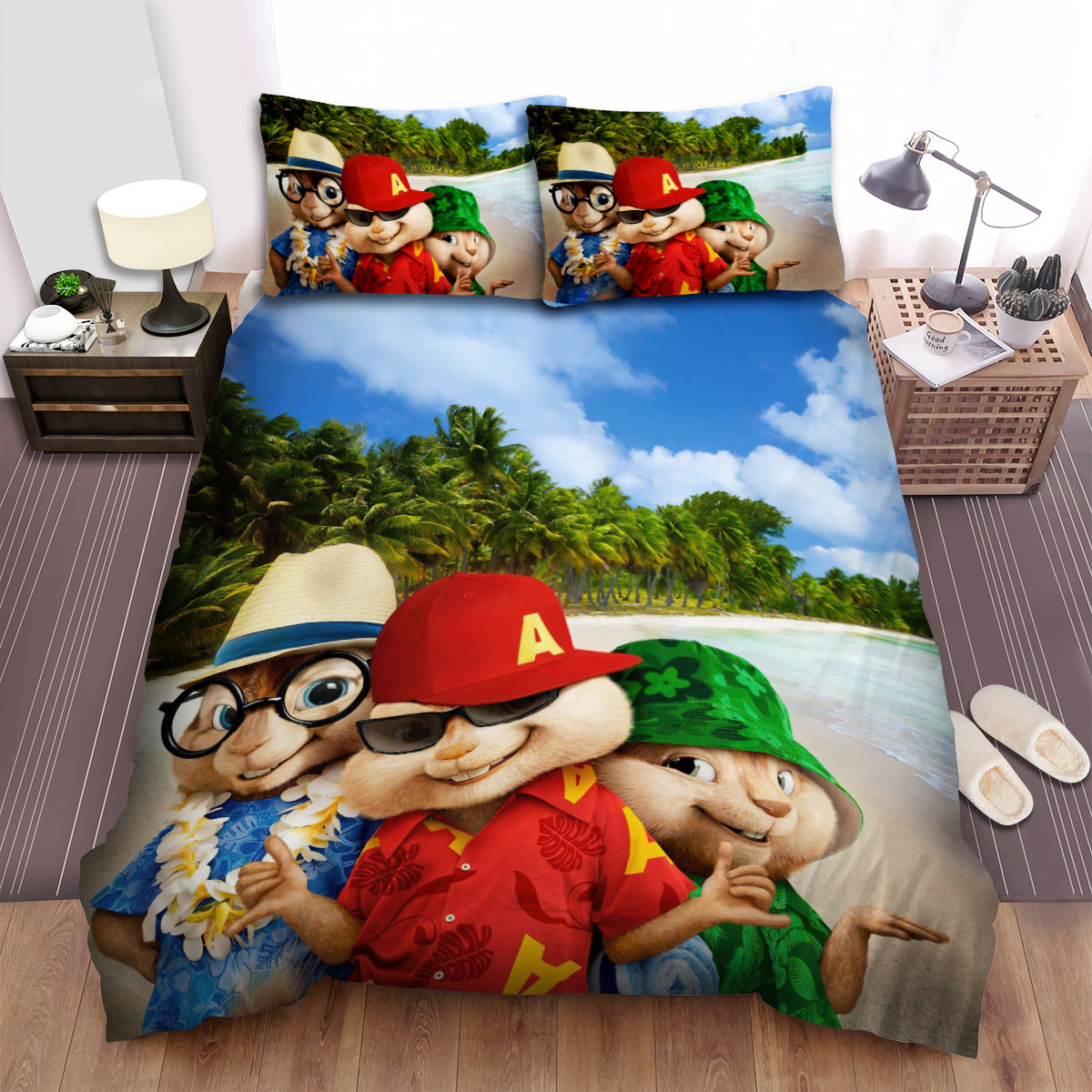 alvin and the chipmunks group on the beach bed sheets spread duvet cover bedding sets tyzpt