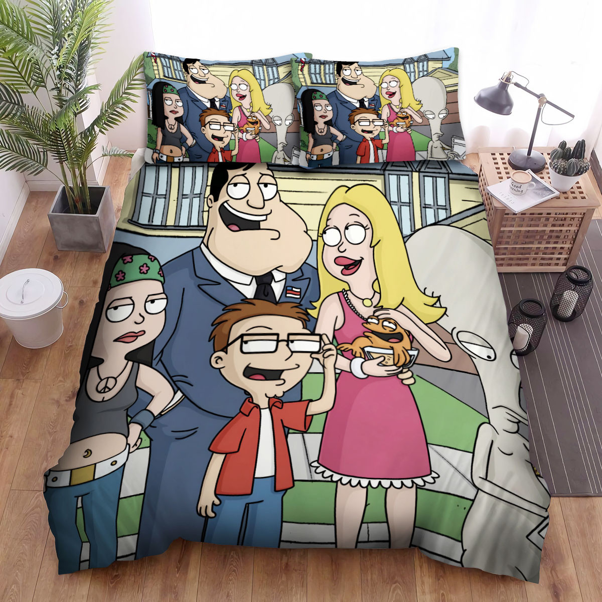 american dad family in front of the house bed sheets spread duvet cover bedding sets 3ojal