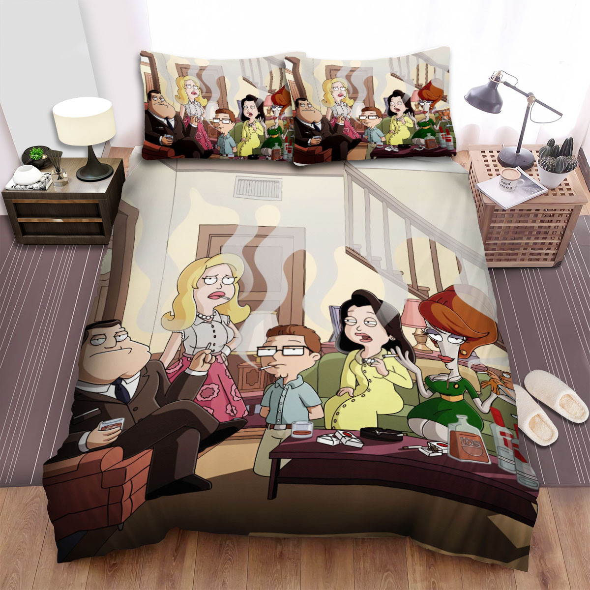 american dad family smoking and drinking bed sheets spread duvet cover bedding sets m1r5f