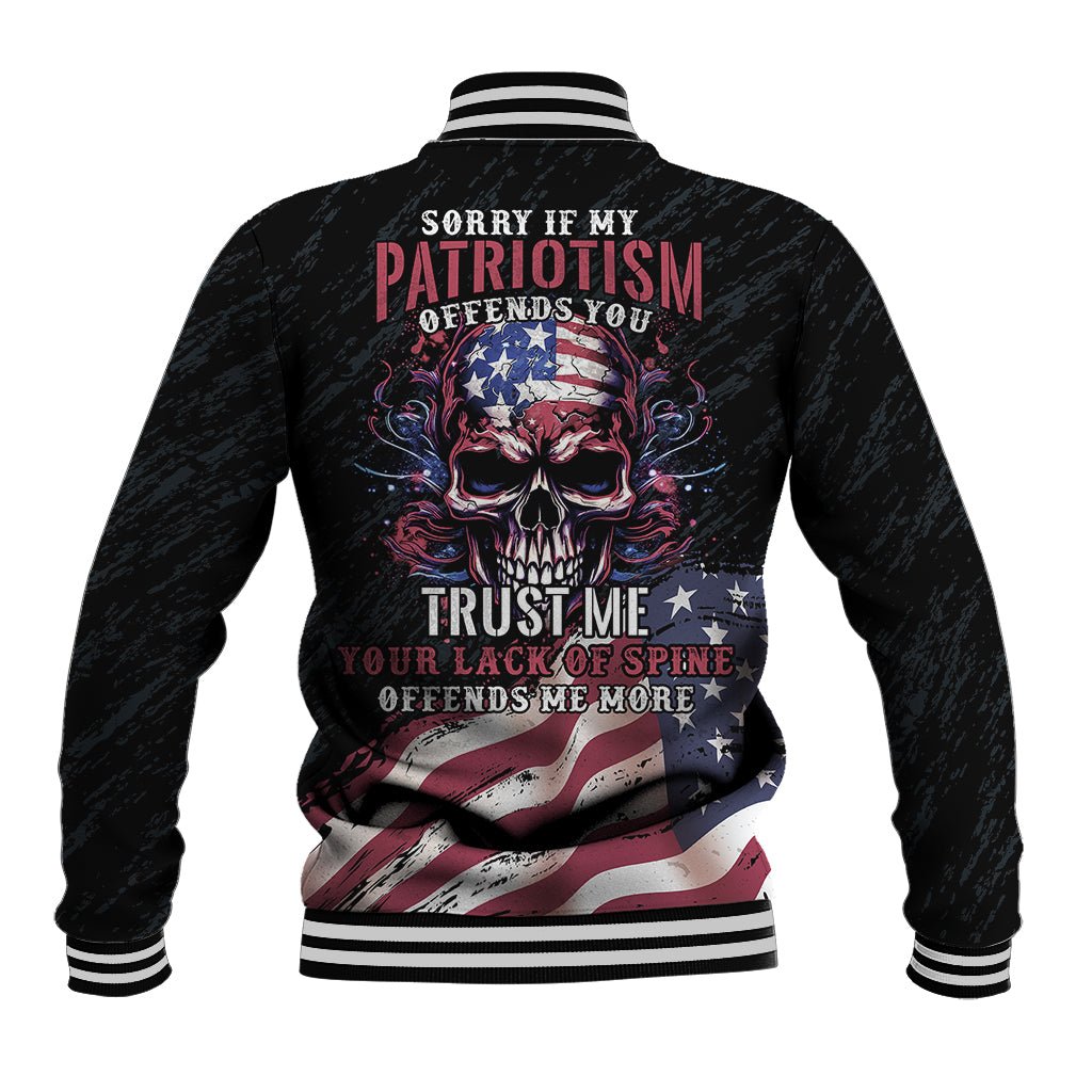 american flag skull baseball jacket sorry if my patriotism offends you trust me ts04 376682 1600x