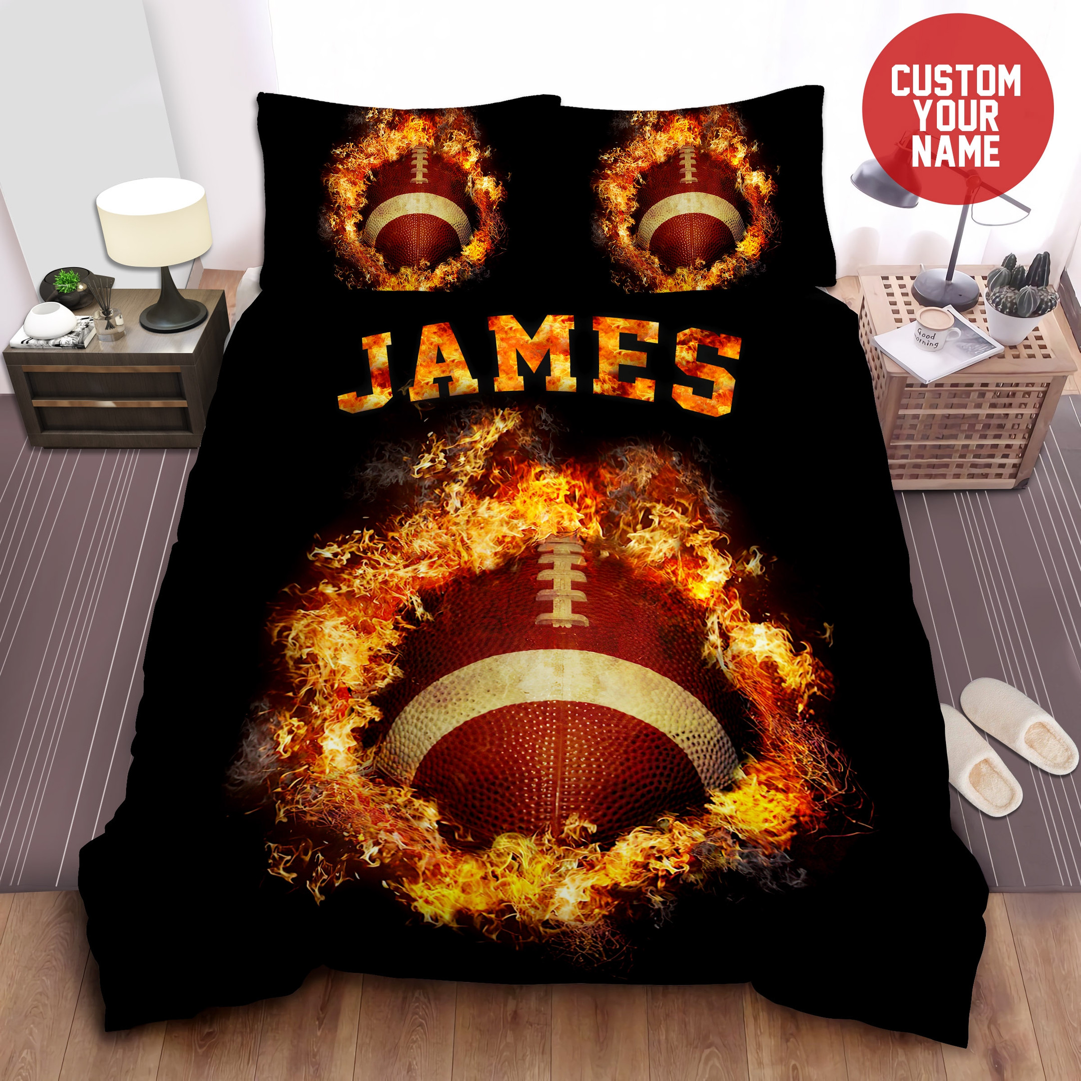 american football burning black bed sheets personalized duvet cover bedding sets cp96b