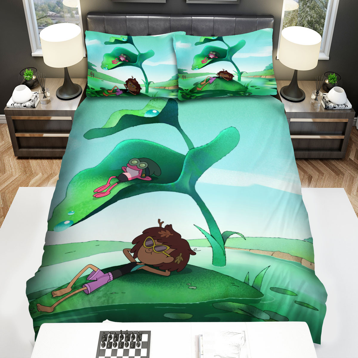 amphibia anne and sprig sunbathing bed sheets spread duvet cover bedding sets idube