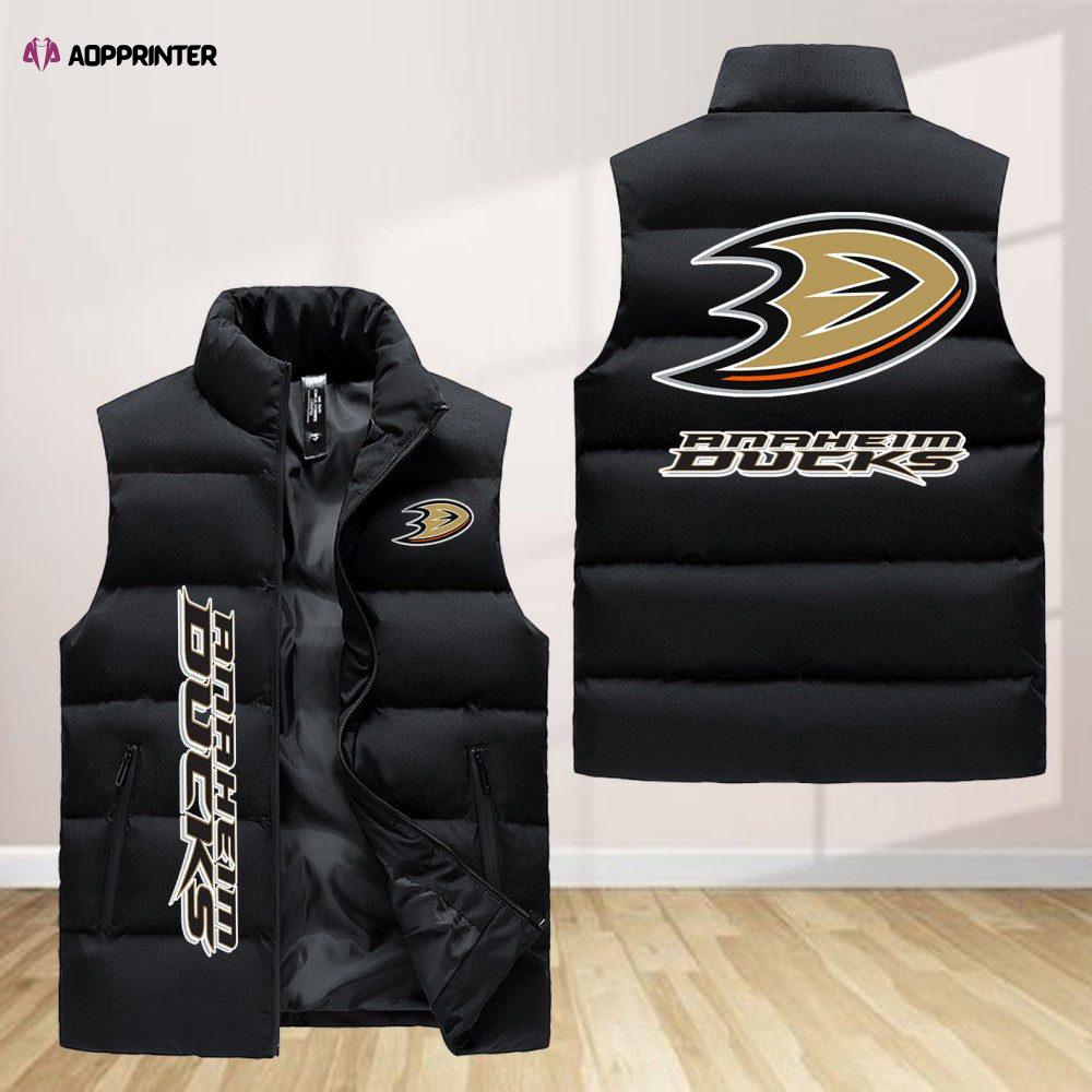 anaheim ducks sleeveless puffer jacket custom for fans gifts