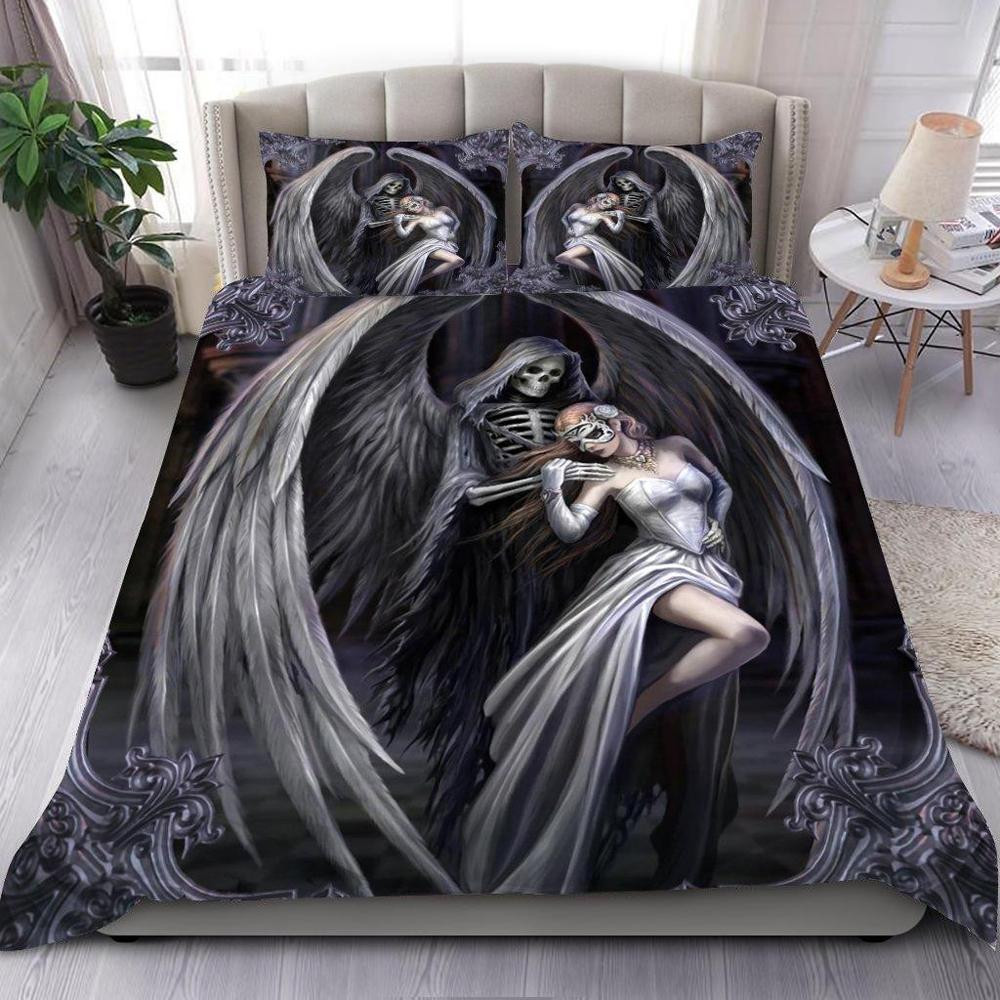 angel demon skull art duvet cover bedroom sets comfortable bedding sets pplk4