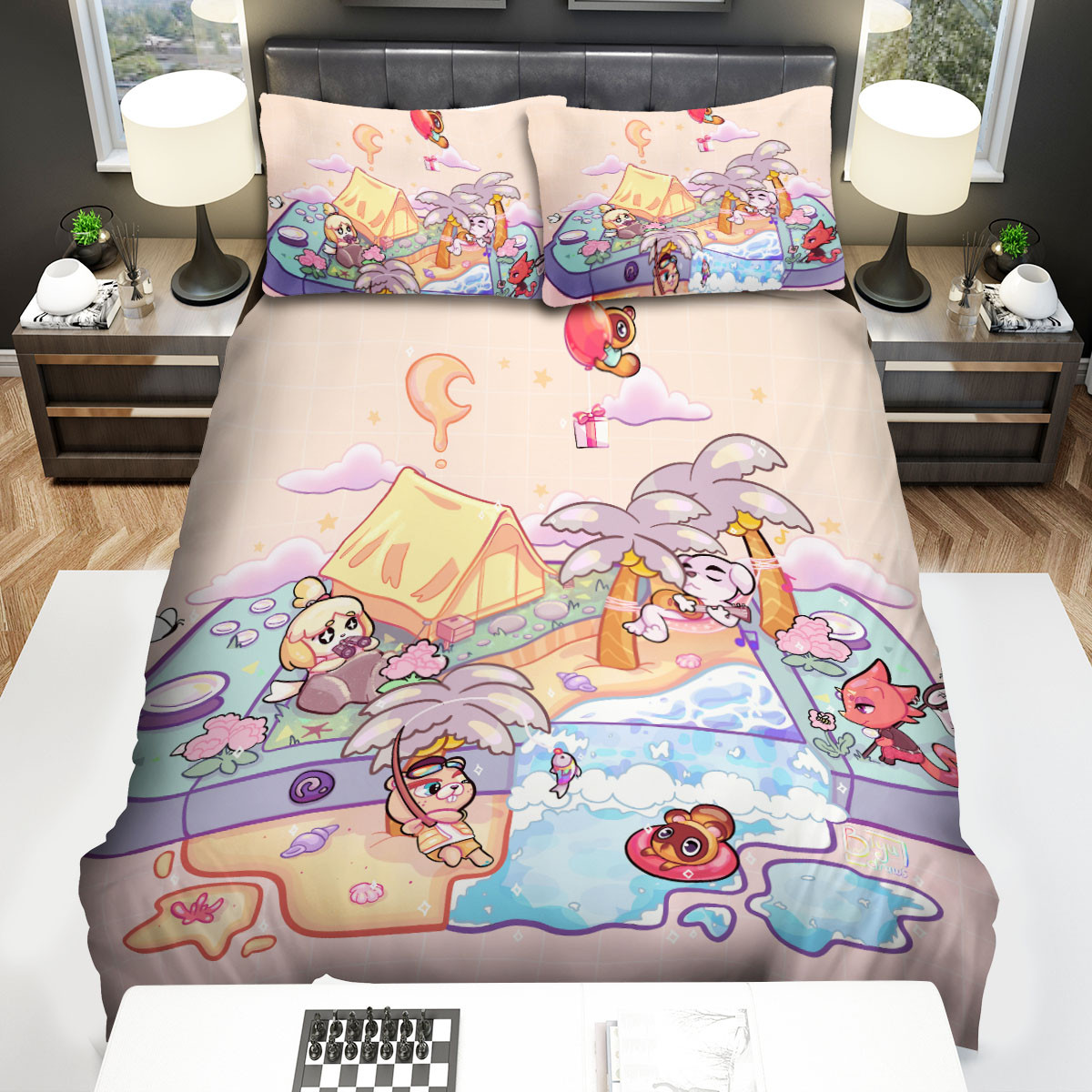 animal crossing camping on a switch duvet cover bedroom sets comfortable bedding sets ugv34