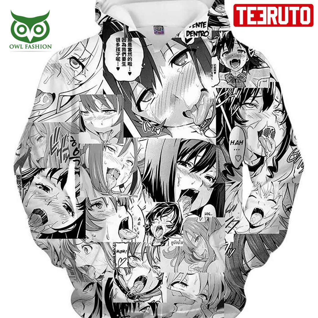 anime ahegao hentai face hd 3d aop hoodie 1 a70ZB