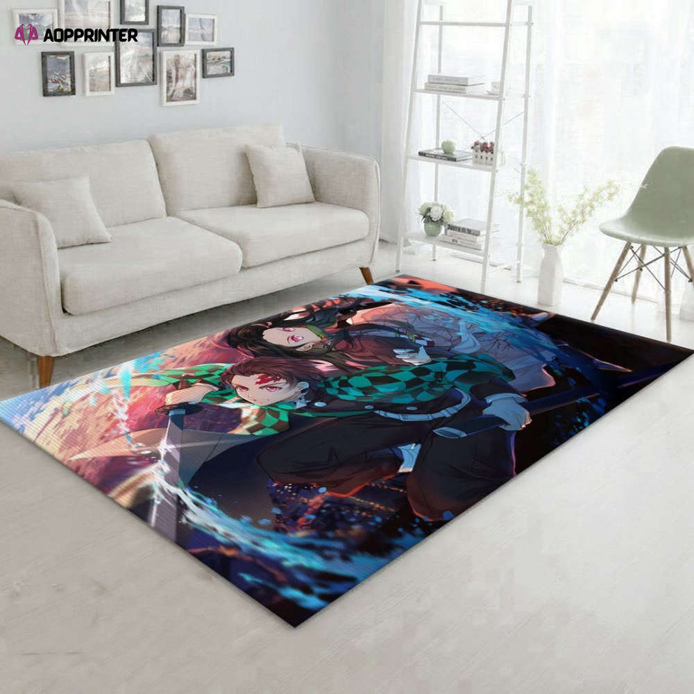 anime demon slayer kimetsu no yaiba rug living room floor decor fan gifts