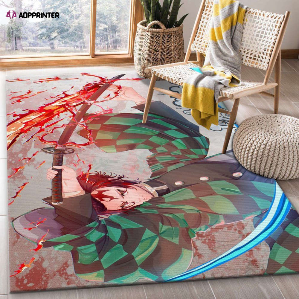 anime demon slayer rug living room floor decor fan gifts