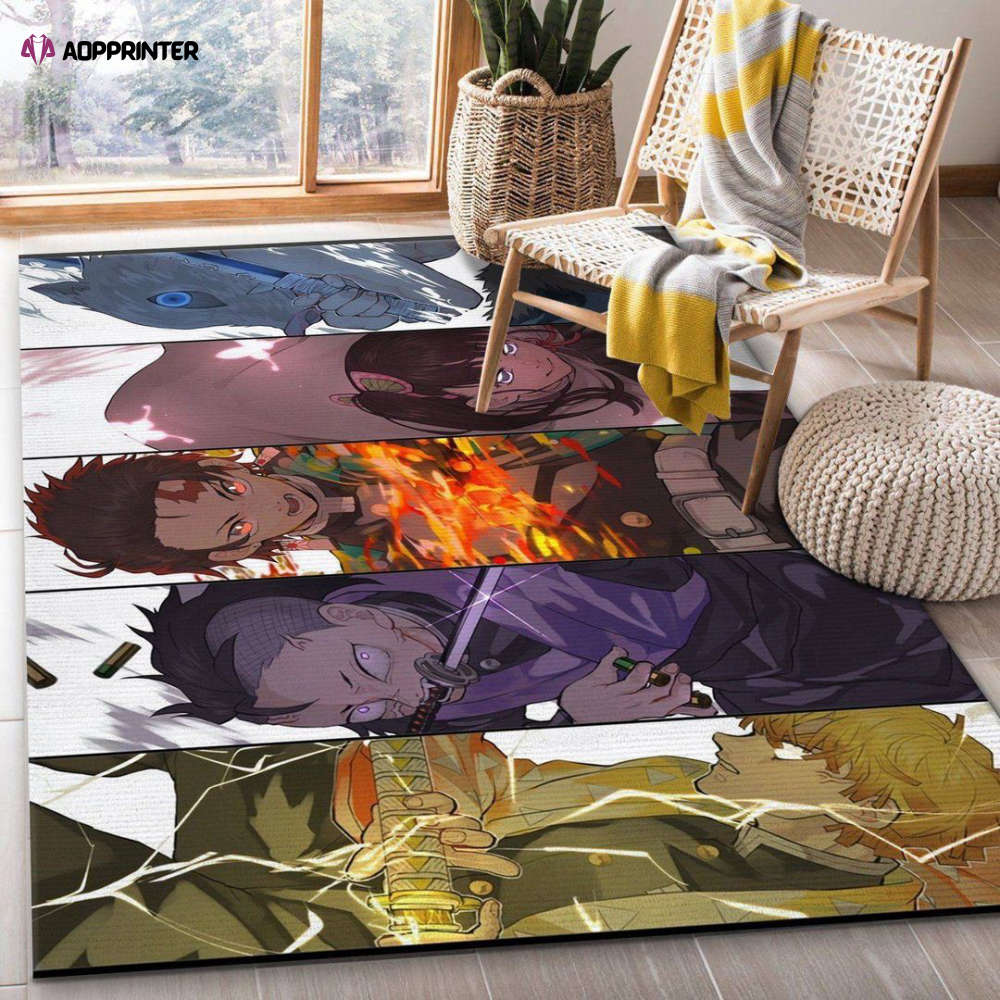 anime demon slayer v2 rug living room floor decor fan gifts