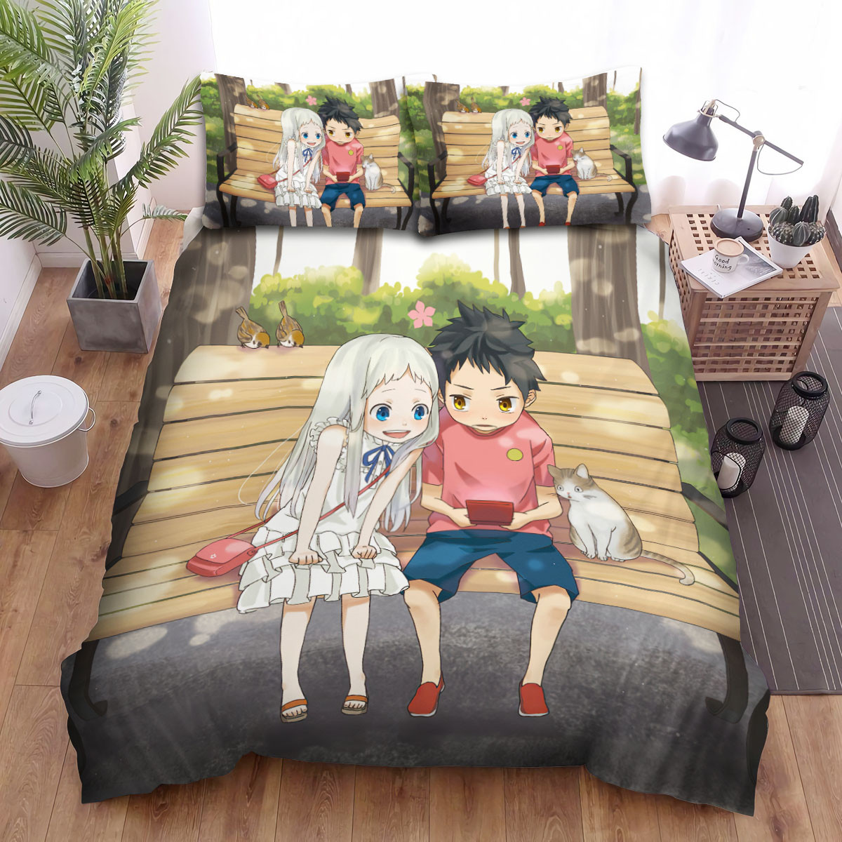 anohana little menma jintan in the park artwork bed sheets spread duvet cover bedding sets fcjd3