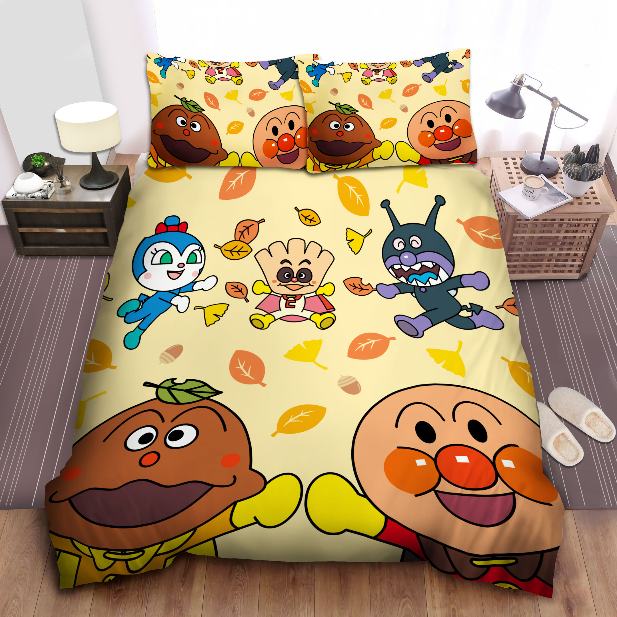 anpanman with fall leaves bed sheets spread comforter duvet cover bedding sets gbqpv