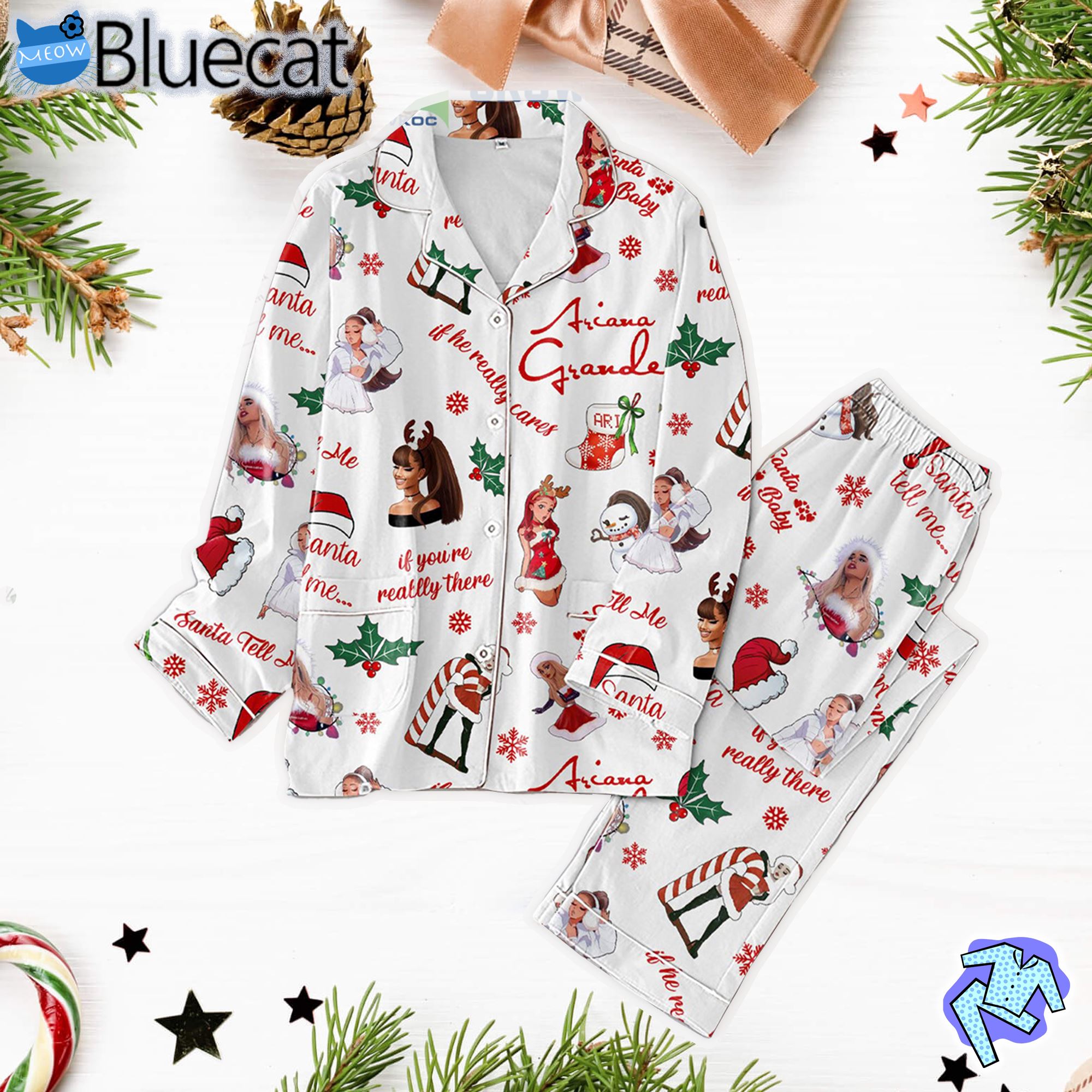 ariana grande santa tell me if youre really there pajamas set 1