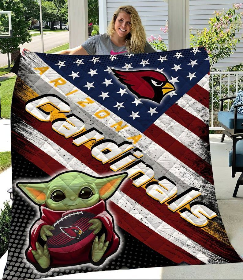 arizona cardinals nfl baby yoda american flag fan gift idea tn01 quilt blanketzr1iw