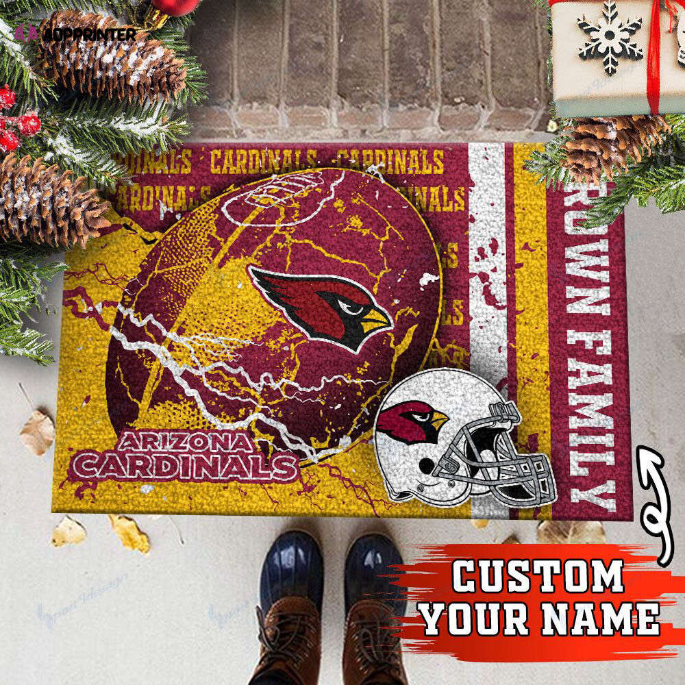 arizona cardinals personalized doormat gift for home decor