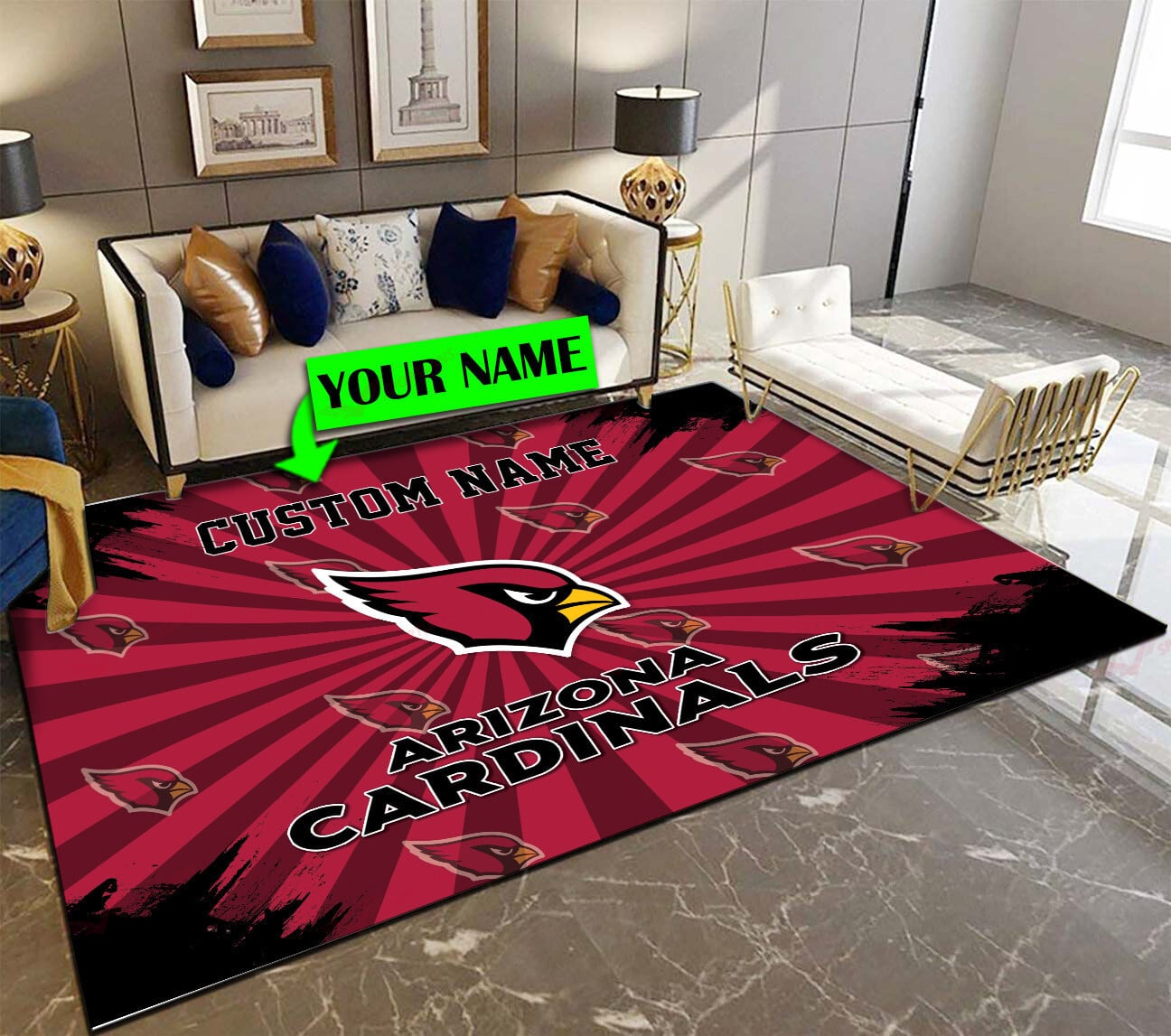 arizona cardinals personalized premium rectangle rug 41 dftsp