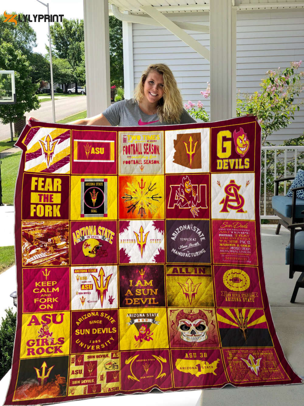 arizona state sun devils 3 quilt blanket for fans home decor gift