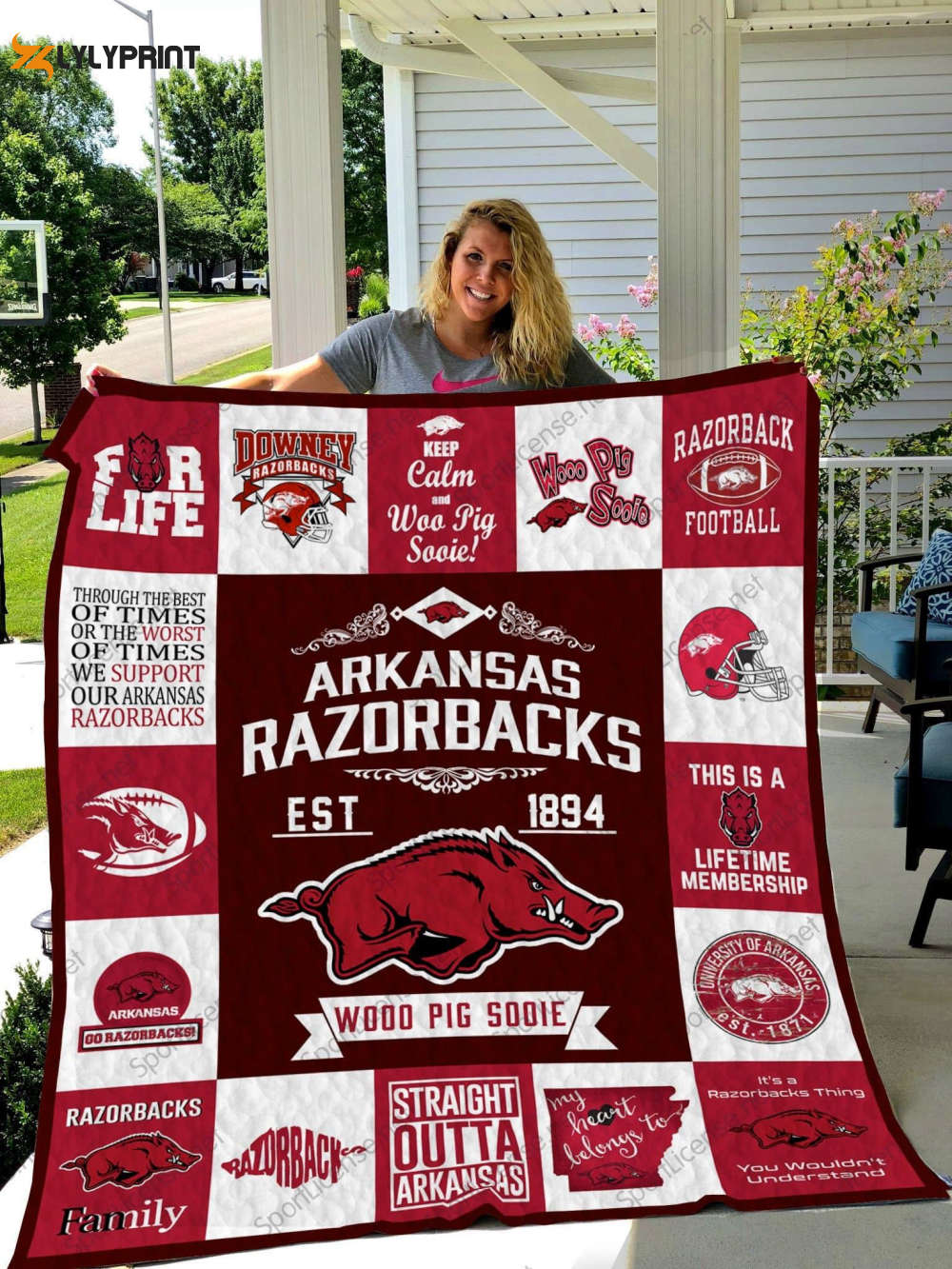 arkansas razorbacks 2 quilt blanket for fans home decor gift