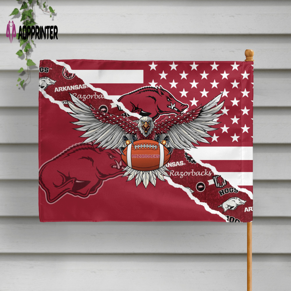 arkansas razorbacks american landscape house flag