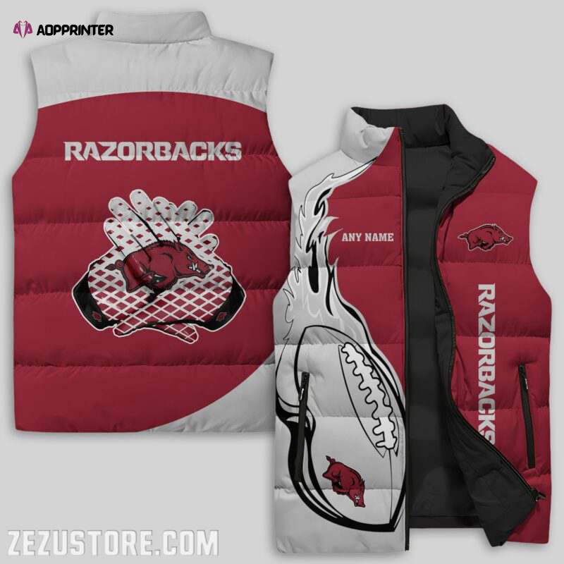 arkansas razorbacks ncaa sleeveless puffer jacket custom for fans gifts