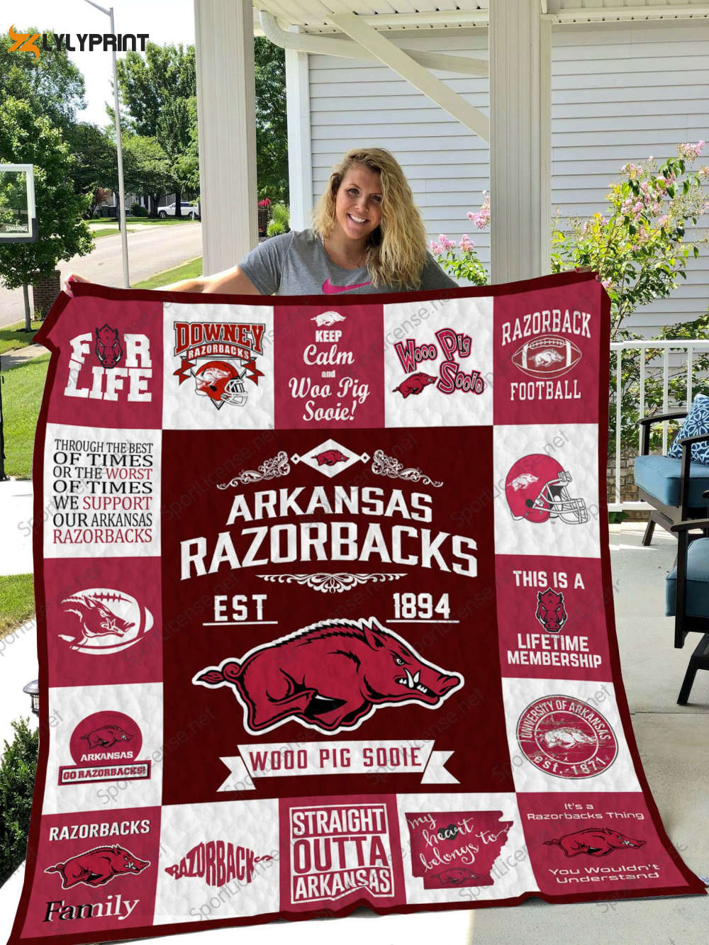 arkansas razorbacks quilt blanket for fans home decor gift 1 3