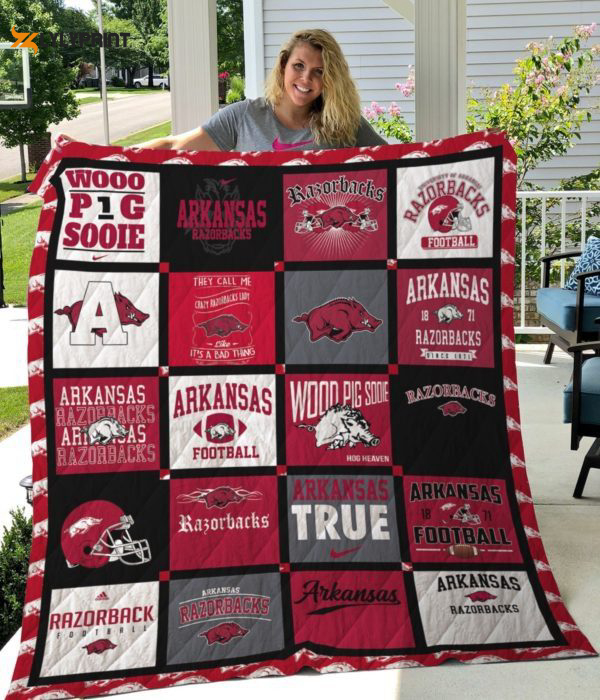 arkansas razorbacks quilt blanket for fans home decor gift 1b